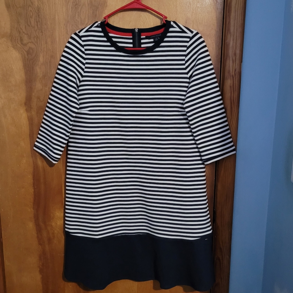 Tommy Hilfiger Black and White Striped Mini Dress